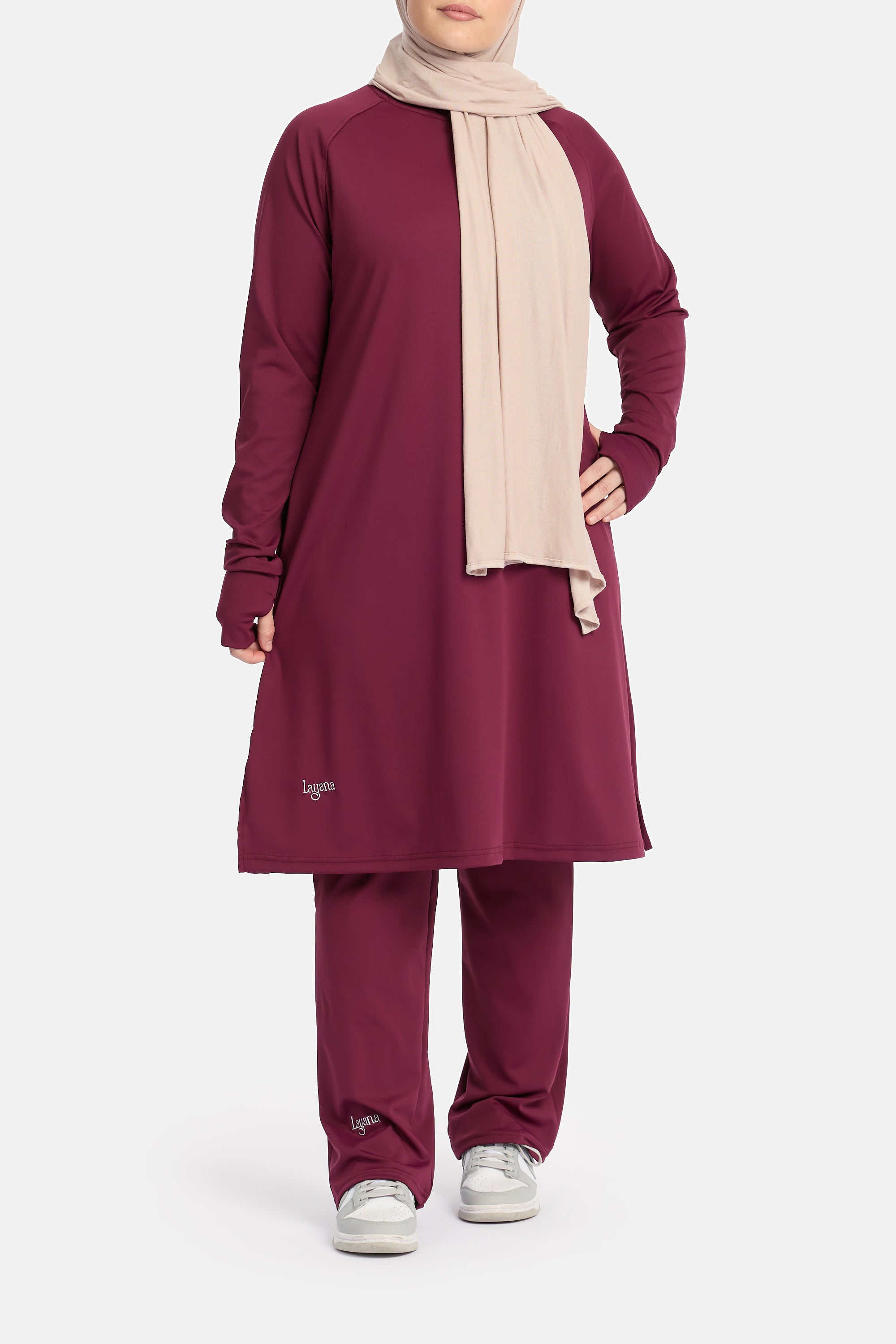 Modest Active Sport Top – Burgundy