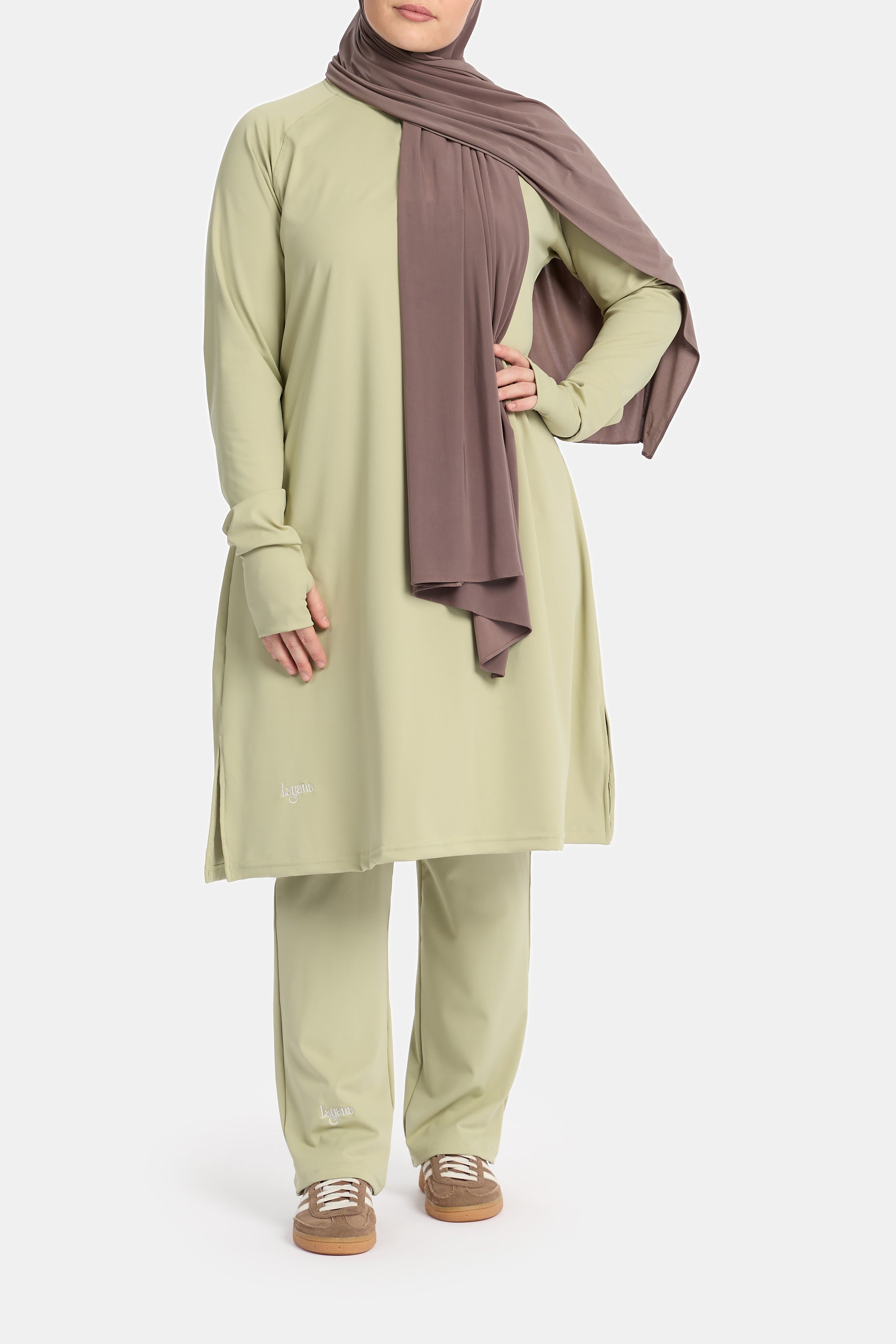 Modest Active Sport Top – Matcha Green